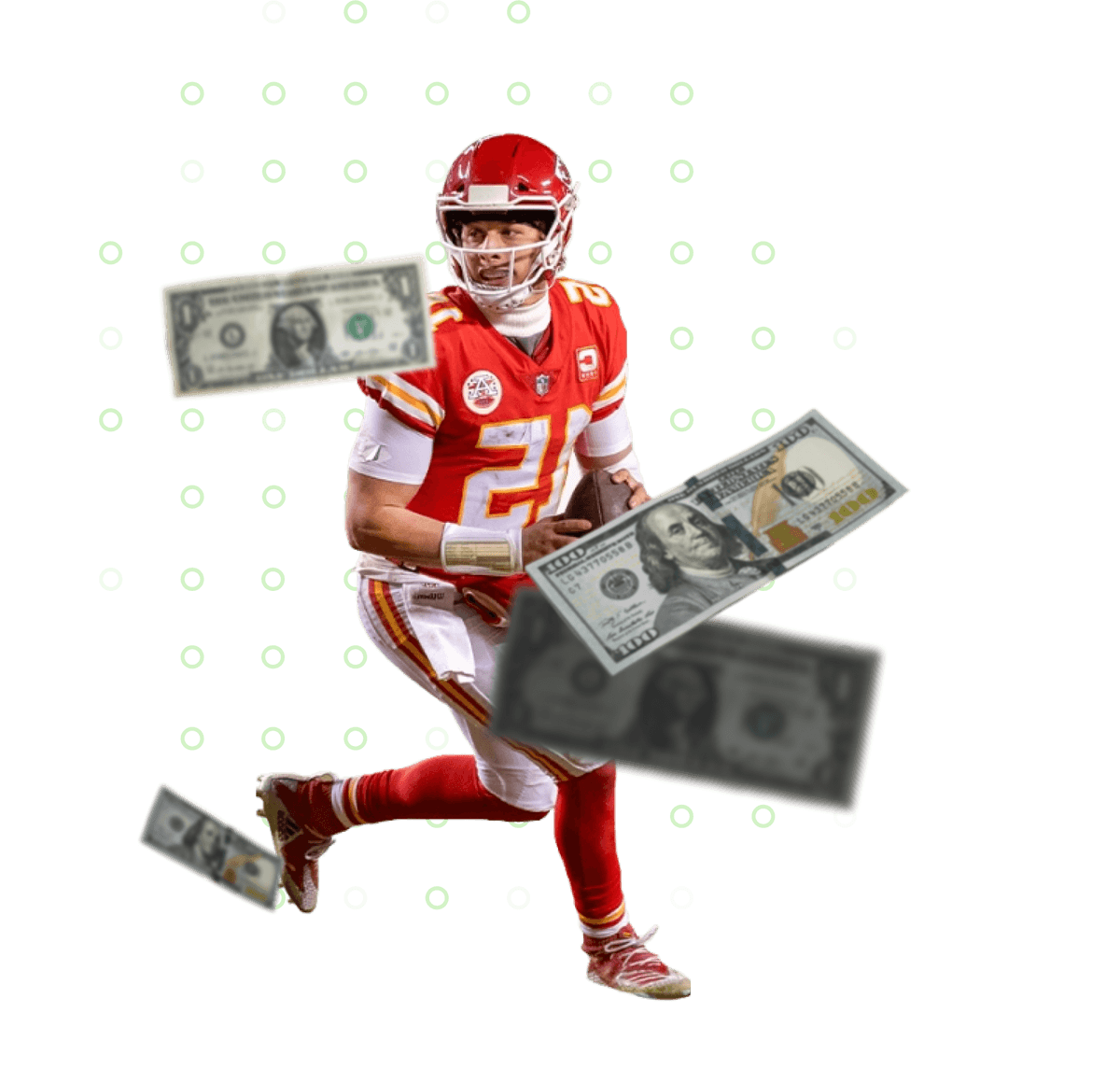 Patrick Mahomes Surrounded in Cash